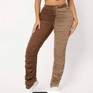 SHEIN Two Tone Ruched Sweatpants